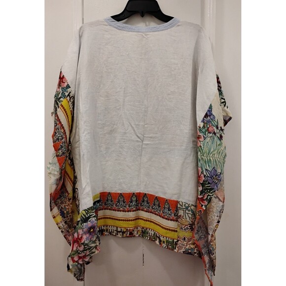John Mark Women's Boho Top Size XL Linen Colorful Floral Embroidered Cottage - Picture 2 of 7